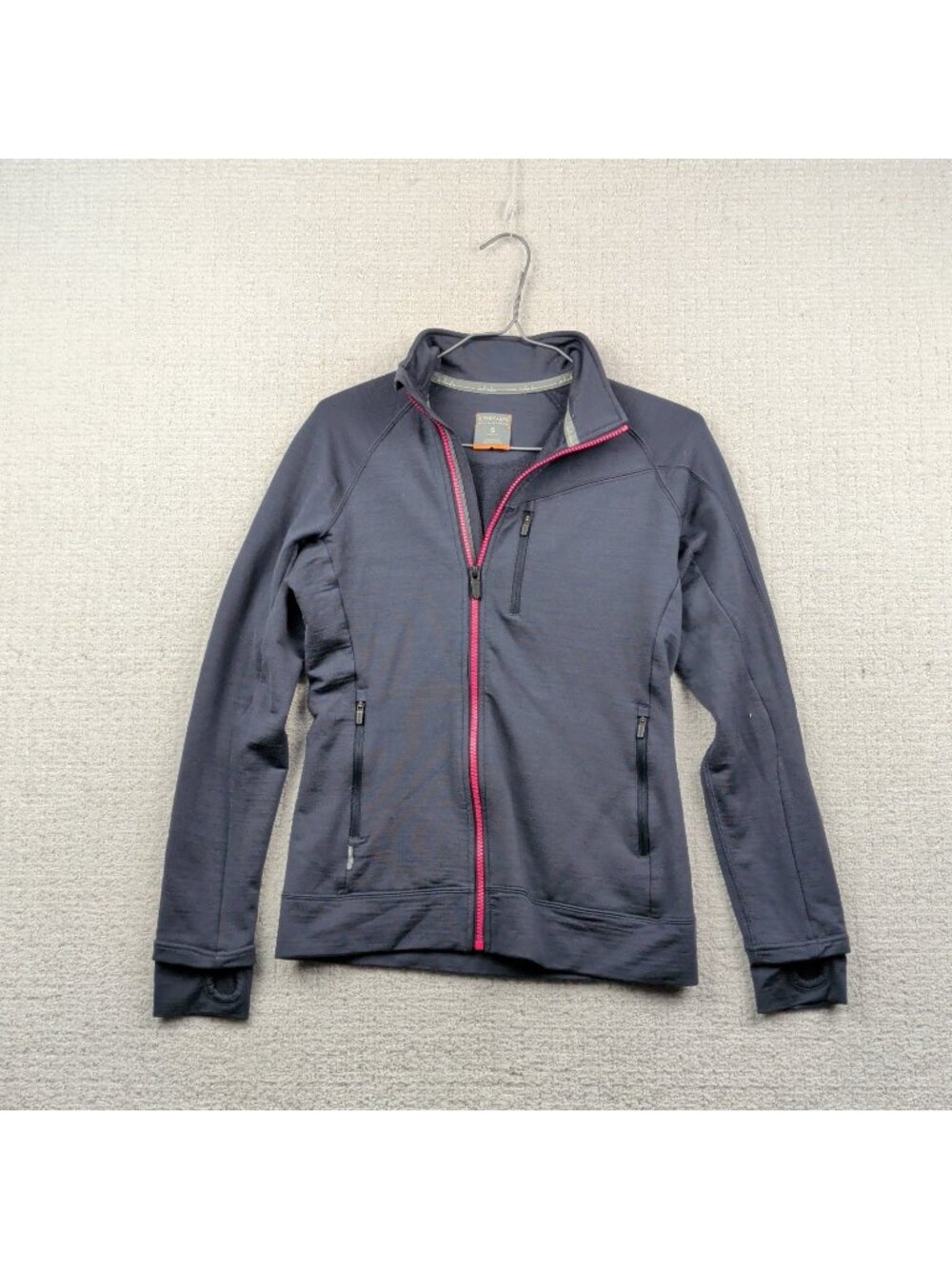 Icebreaker GT Midnight Merino Wool Full Zip Jacket Gray / Pink Women's S Outdoor